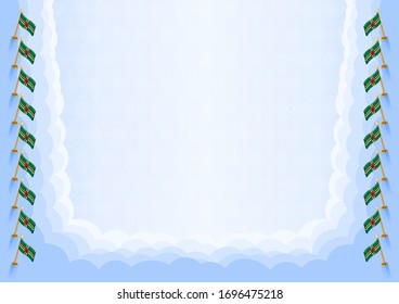 Horizontal  frame and border with Dominica flag, template elements for your certificate and diploma. Vector.