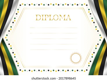 Marco horizontal y borde con bandera de Dominica, elementos de plantilla para su certificado y diploma. Vector.