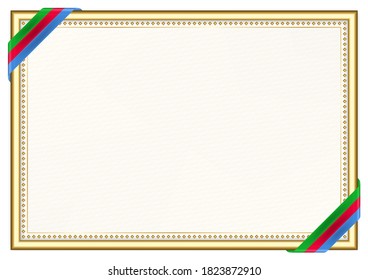 Horizontal  frame and border with Eritrea flag, template elements for your certificate and diploma. Vector.