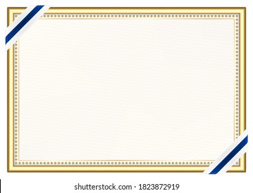 Horizontal  frame and border with Finland flag, template elements for your certificate and diploma. Vector.