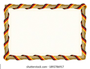 Horizontal  frame and border with Germany flag, template elements for your certificate and diploma. Vector.