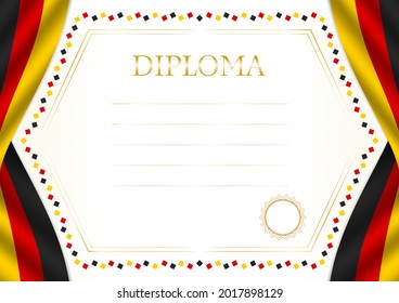 Horizontal  frame and border with Germany flag, template elements for your certificate and diploma. Vector.