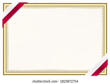 Horizontal  frame and border with Greenland flag, template elements for your certificate and diploma. Vector.