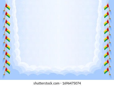 Marco horizontal y frontera con la bandera de Guinea-Bissau, elementos de plantilla para su certificado y diploma. Vector.