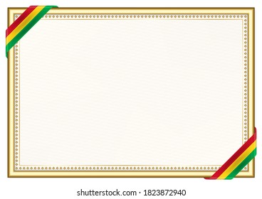 Horizontaler Rahmen und Grenze mit der Flagge Guinea-Bissaus, Vorlagenelemente für Ihr Zertifikat und Diplom. Vektorgrafik.