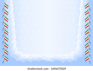 Marco horizontal y frontera con la bandera de Irán, elementos de plantilla para su certificado y diploma. Vector.