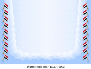 Horizontal  frame and border with Iraq flag, template elements for your certificate and diploma. Vector.