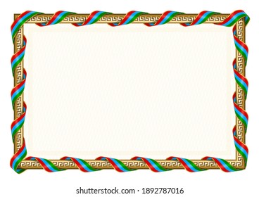 Horizontal  frame and border with Karelia flag, template elements for your certificate and diploma. Vector.