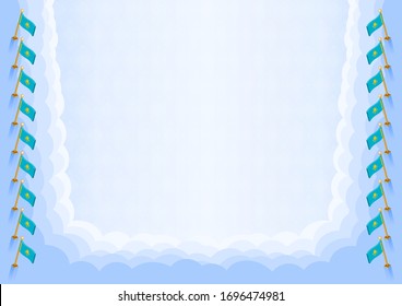 Horizontal  frame and border with Kazakhstan flag, template elements for your certificate and diploma. Vector.
