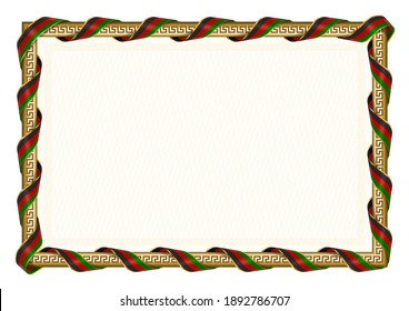Marco horizontal y borde con la bandera de Kenia, elementos de plantilla para su certificado y diploma. Vector.