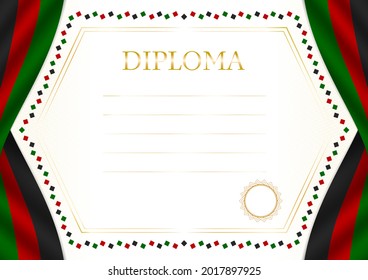 Horizontal  frame and border with Kenya flag, template elements for your certificate and diploma. Vector.