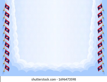 Marco horizontal y borde con la bandera de Laos, elementos de plantilla para su certificado y diploma. Vector.