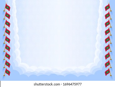 Horizontal  frame and border with Maldives flag, template elements for your certificate and diploma. Vector.