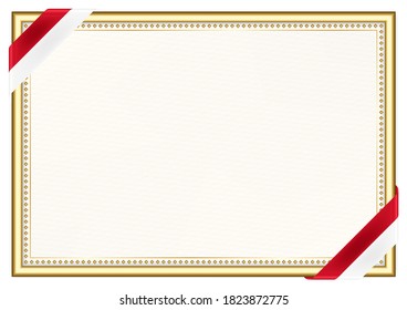 Horizontal  frame and border with Monaco flag, template elements for your certificate and diploma. Vector.