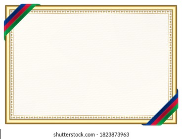 Horizontal  frame and border with Namibia flag, template elements for your certificate and diploma. Vector.