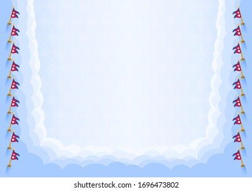 Horizontal  frame and border with Nepal flag, template elements for your certificate and diploma. Vector.