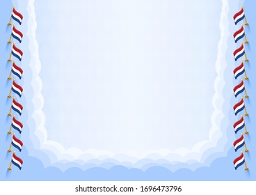 Horizontal  frame and border with Netherlands flag, template elements for your certificate and diploma. Vector.