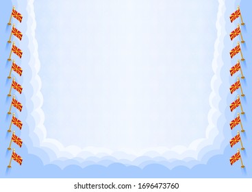 Horizontal  frame and border with North Macedonia flag, template elements for your certificate and diploma. Vector.
