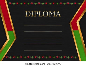 Horizontal  frame and border on black metal background, with colors of Belarus flag, template elements for your certificate and diploma. Vector.