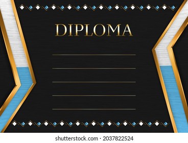 Horizontal  frame and border on black metal background, with colors of San Marino flag, template elements for your certificate and diploma. Vector.