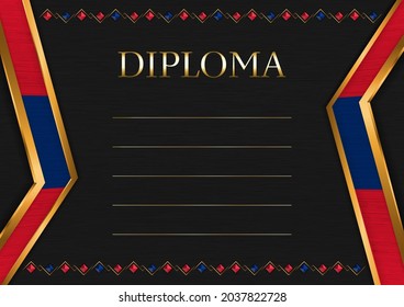 Marco horizontal y borde sobre fondo de metal negro, con colores de la bandera de Laos, elementos de plantilla para su certificado y diploma. Vector.