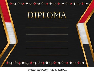 Horizontal  frame and border on black metal background, with colors of Iraq flag, template elements for your certificate and diploma. Vector.