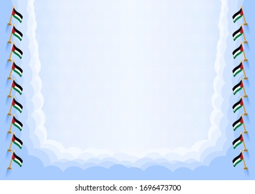Marco horizontal y frontera con la bandera palestina, elementos de plantilla para su certificado y diploma. Vector.