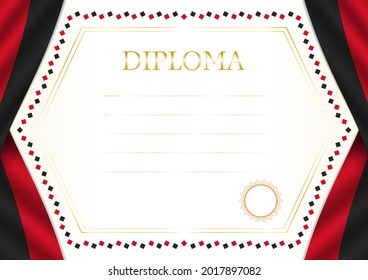 Horizontal  frame and border with Papua New Guinea flag, template elements for your certificate and diploma. Vector.