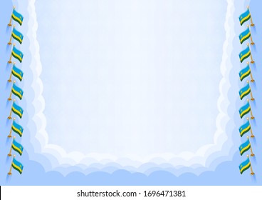 Marco horizontal y frontera con la bandera de Rwanda, elementos de plantilla para su certificado y diploma. Vector.