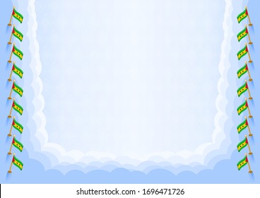 Horizontal  frame and border with Saint Thomas and Prince flag, template elements for your certificate and diploma. Vector.