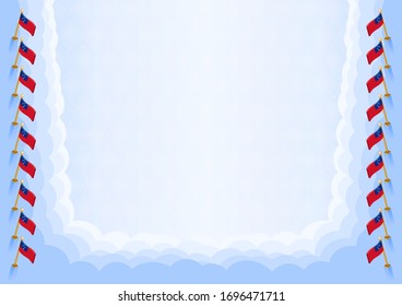 Horizontal  frame and border with Samoa flag, template elements for your certificate and diploma. Vector.