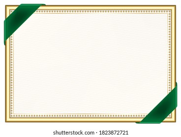 Horizontal  frame and border with Saudi Arabia flag, template elements for your certificate and diploma. Vector.
