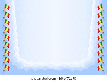Horizontal  frame and border with Senegal flag, template elements for your certificate and diploma. Vector.
