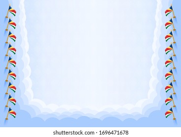 Horizontal  frame and border with Seychelles flag, template elements for your certificate and diploma. Vector.