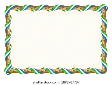 Horizontal  frame and border with Sierra Leone flag, template elements for your certificate and diploma. Vector.