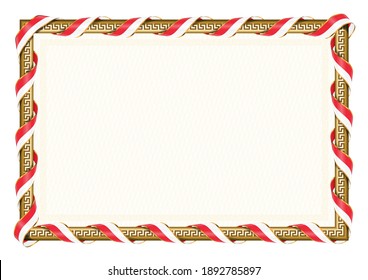 Horizontal  frame and border with Singapore flag, template elements for your certificate and diploma. Vector.