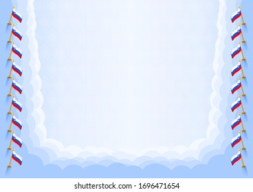 Horizontal  frame and border with Slovenia flag, template elements for your certificate and diploma. Vector.