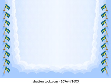 Horizontaler Rahmen und Grenze zu Schweden Flagge, Vorlagenelemente für Ihr Zertifikat und Diplom. Vektorillustration.