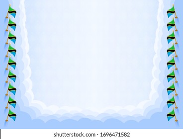 Horizontal  frame and border with Tanzania flag, template elements for your certificate and diploma. Vector.