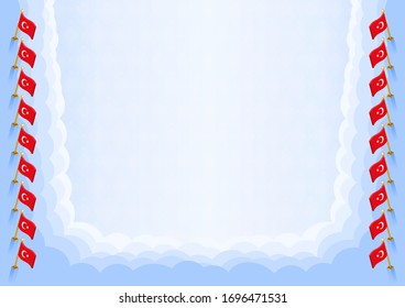 Horizontal  frame and border with Turkey flag, template elements for your certificate and diploma. Vector.