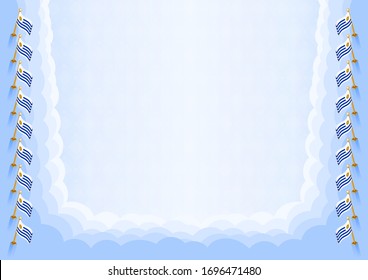 Horizontal  frame and border with Uruguay flag, template elements for your certificate and diploma. Vector.