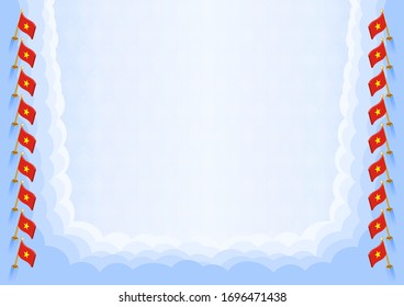 Horizontal  frame and border with Vietnam flag, template elements for your certificate and diploma. Vector.
