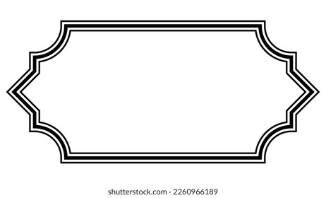 Borde de marco horizontal, decorativo de marco vintage, borde simple contorno negro