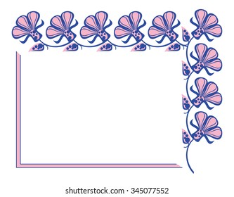 Horizontal frame with colorful flowers
