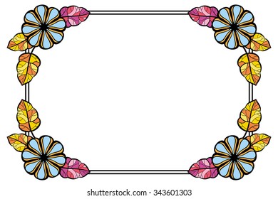 Horizontal frame with decorative flowers