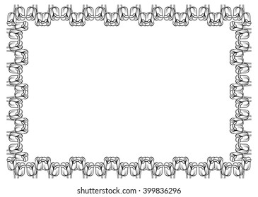 Horizontal frame with elegant tulips. Vector clip art.