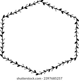 Horizontal Frame flower Wreath floral leaf borders Rectangle shape silhouette black decoration border Branch laurel wedding frames Botanical ornate Elements design badge decoration 