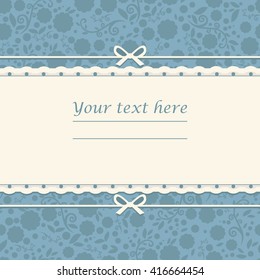 Horizontal frame with flowers on blue background