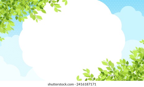 horizontal frame with fresh greenery and blue sky