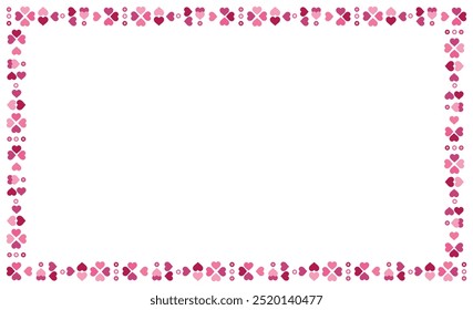 Marco Horizontal con corazones. Ilustración vectorial para San Valentín. Decoración para una postal sobre el tema del amor. EPS10
